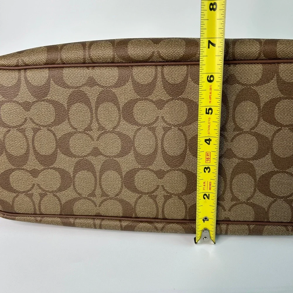 Coach Gallery Tote Brown Signature Canvas Leather Bag Excellent